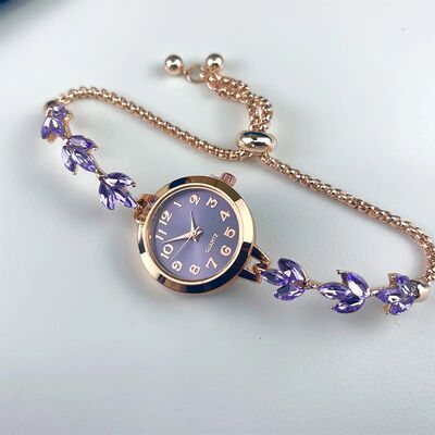 Round alloy case Arabic numeral classic dial leaf-shaped