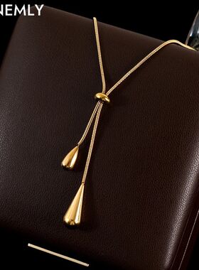 GANEMLY 316L Stainless Steel Water Drop Pendant Necklace