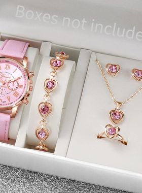 5/6PCS Fashion Women's Quatz Watch Leathe Band Analog