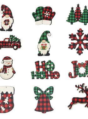 (12 Pcs/bag) 5cm-10cm Chistmas Decoation Wooden Hanging