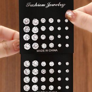 12 Pairs Of Luxurious, Simple, Shiny, And Caring Zirconia