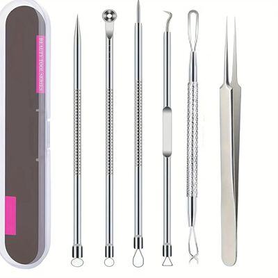 6Pcs Ultra-Precise Pimple Tweezers Set - Pro Acne and