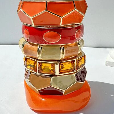 Vibrant Orange Series Patchwork Irregular Geometric Metal