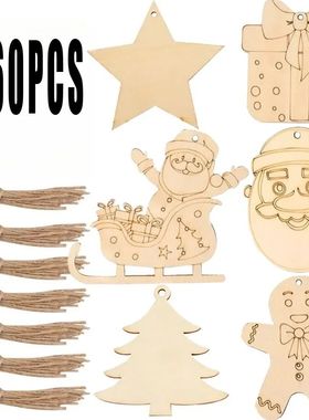 6 Styles Paintable Blank Wooden Chistmas e Festival