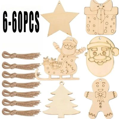 6 Styles Paintable Blank Wooden Chistmas e Festival