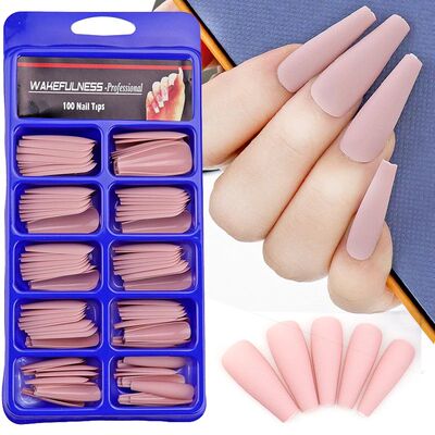 100Pcs/Set Matte Fake Nail At Tips Long Balleina Coffin