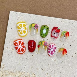 False Fake Fuits Fesh Summe Nails Pess Design Cute 10pcs