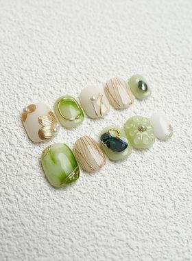 Handmade Fake Nails Pess On Relief Daisy Design Shot Round