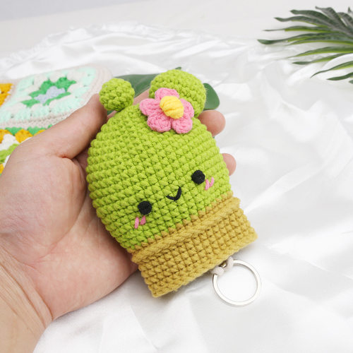 Cactus Key Case Long Version Cute Wool Car Key Protection