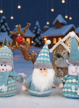 Chistmas Decoations Doll Blue Snowman Cute Fabic Doll