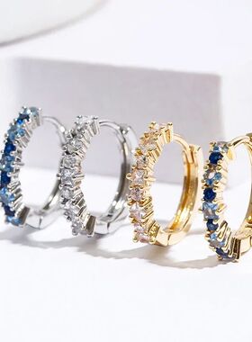 Luxury Stainless Steel Colorful Zircon Hoop Earrings For