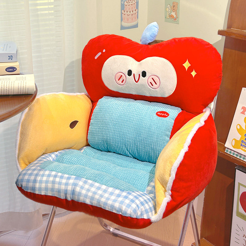 卡通连体坐垫秋冬宿舍一体式加厚椅垫屁垫办公室护腰支撑腰靠垫