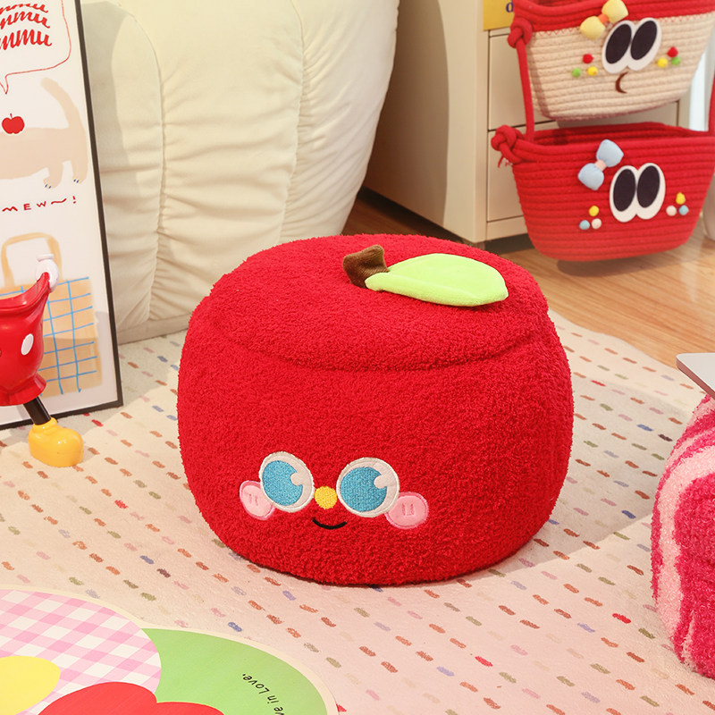 苹果收纳凳小凳子零食毛绒玩具储物箱可坐换鞋矮凳女生卧室小板凳,收纳整理,收纳凳,淘宝优惠券,粉丝福利购,淘宝优惠卷