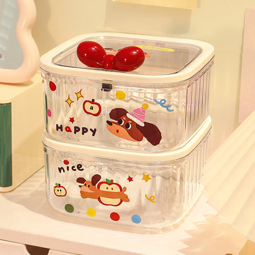 可爱化妆棉收纳盒桌面带盖大容量