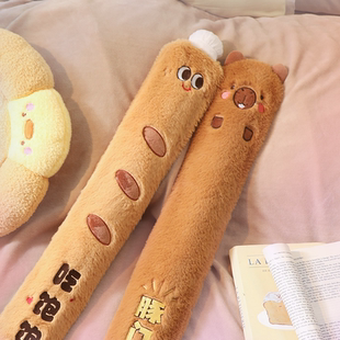 卡通长条热水袋注水式 被窝专用毛绒暖宝宝 加厚防爆暖水袋2025新款