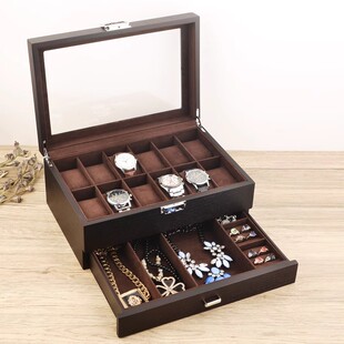 多层手表收纳盒家用手表首饰眼镜一体式收纳盒腕表便携存放抽屉盒