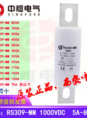 中熔电气 电动新能源储能电池直流熔断器  RS309-MM  1000VDC/AC
