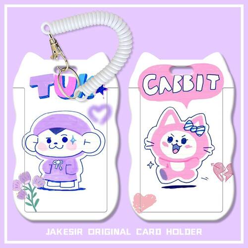 ITZY可爱周边学生滑盖猫耳朵卡套饭卡公交身份证件保护套弹簧绳