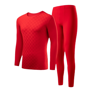 老年款松山福松山棉店保暖内衣中老年红色秋衣秋裤爸妈本命年套装