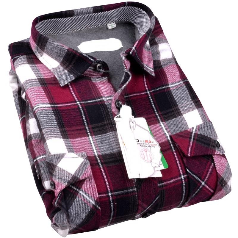 清仓羊绒保暖衬衫海螺格子加厚