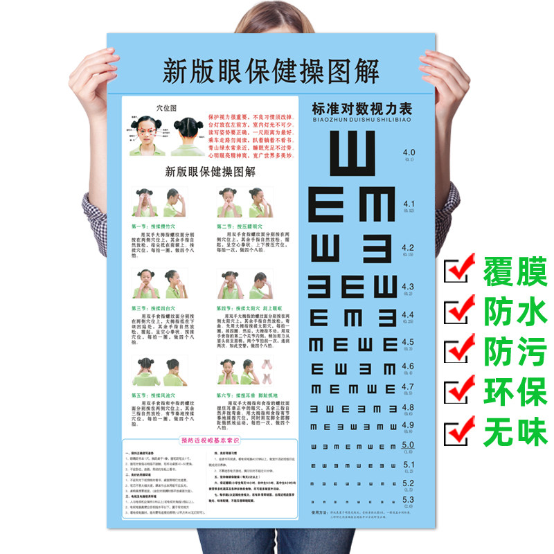 标准对数视力表儿童测试挂图小学生正确坐姿眼睛保健操图远视表图