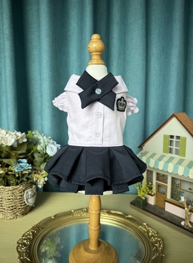 原创手工猫咪衣服宠物狗狗衣服浅紫色校园风马尔济斯约克夏公主裙