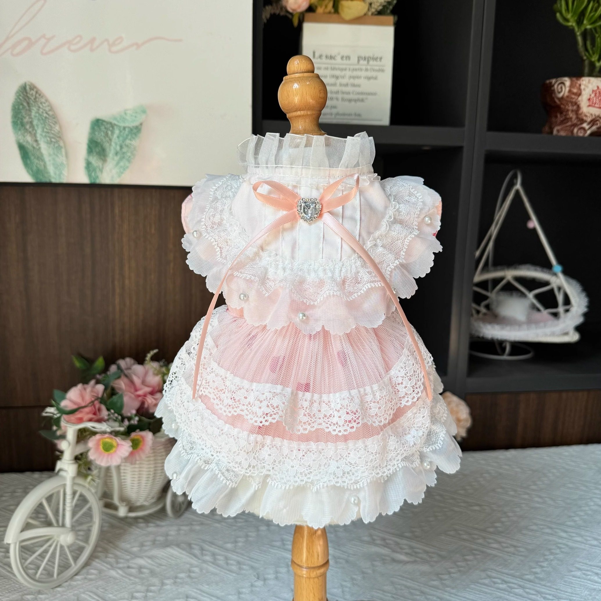 喵呜萌宠原创手工碎花纱裙泰迪博美约克夏小马宠物衣服狗狗猫咪裙