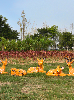 仿真梅花鹿摆件花园别墅庭院景观动物树脂工艺品草坪摆放装饰雕塑