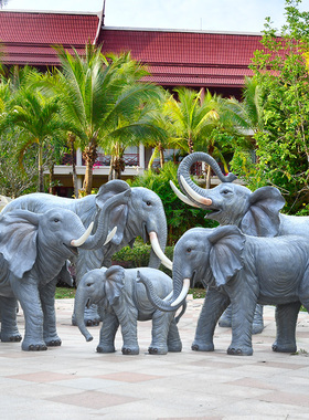 大象玻璃钢泰式风美陈仿真动物