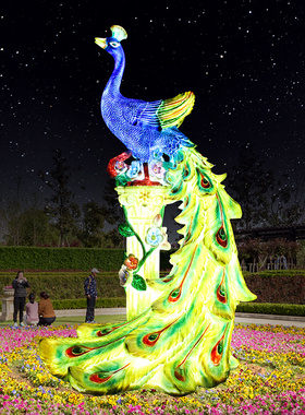 孔雀庭院景观发光美陈仿真动物