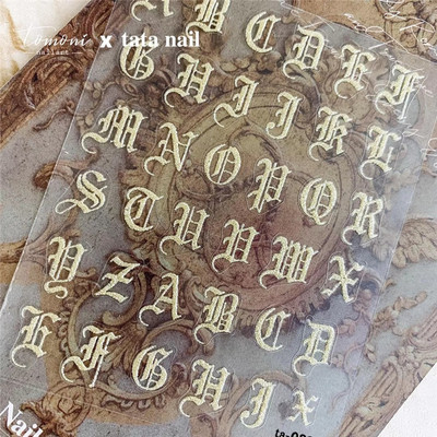 黑色闪粉浮雕欧美指甲贴花