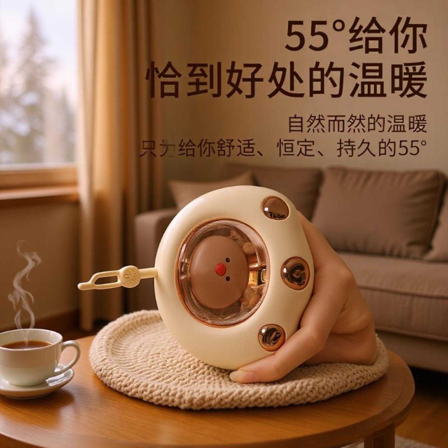 猫爪暖手宝充电式卡通萌宠双面USB便携冬季小夜灯调温暖手电加热