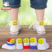 Trẻ em vớ cotton mùa xuân và mùa hè mỏng phần dễ thương cười lưới bé thở vớ thuyền bé trai và bé gái vớ - Vớ vớ dày thu đông cho bé