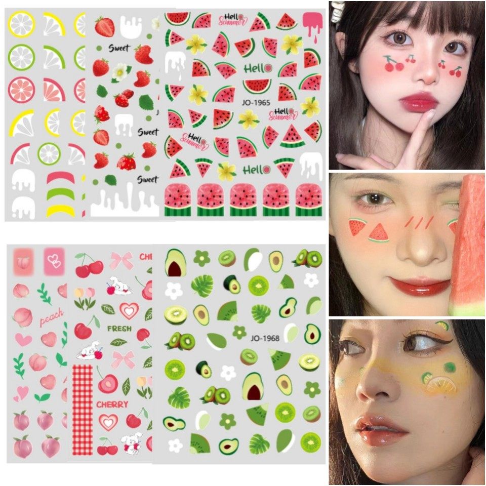 舞台表演水果贴纸创意眼角面部贴片夏季清新水蜜桃草莓西瓜指甲贴,彩妆/香水/美妆工具,指甲装饰,淘宝优惠券,粉丝福利购,淘宝优惠卷