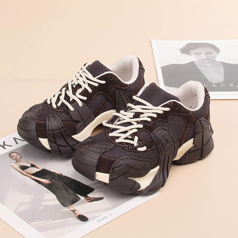 嘉俪多女休闲老爹鞋欧美牛皮网松糕底圆头系带深口2026新款春季,女鞋,老爹鞋,淘宝优惠券,粉丝福利购,淘宝优惠卷