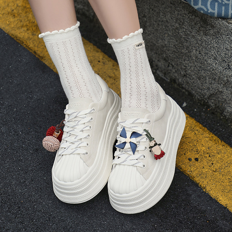 嘉俪多女鞋韩版休闲小白鞋牛皮圆头平底系带深口ins2025秋季新款,女鞋,时尚休闲鞋,淘宝优惠券,粉丝福利购,淘宝优惠卷