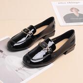 中口牛漆皮平跟圆头乐福鞋 休闲2025新款 春季 嘉俪多女欧美单鞋 时尚