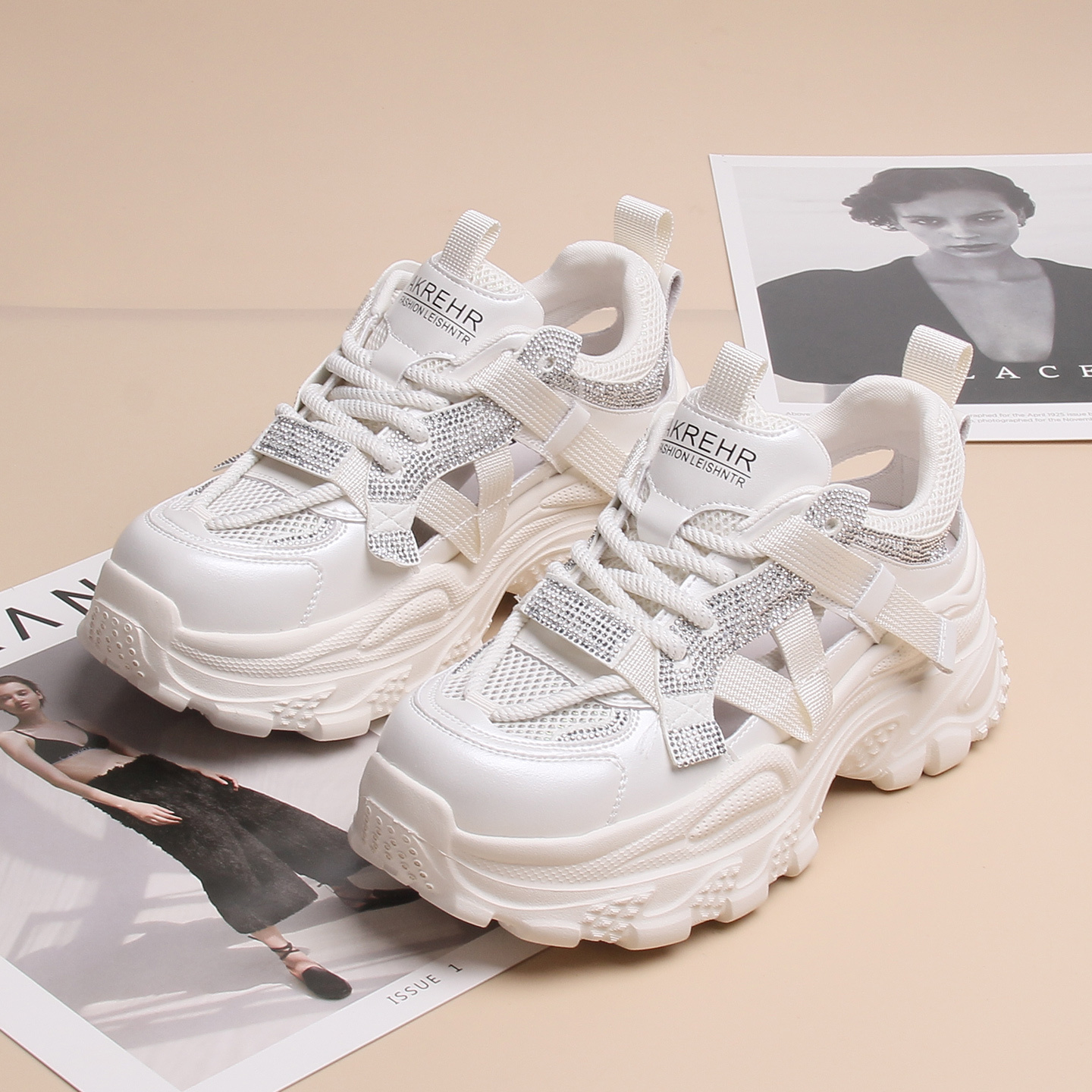 嘉俪多女休闲老爹鞋欧美TPU钻