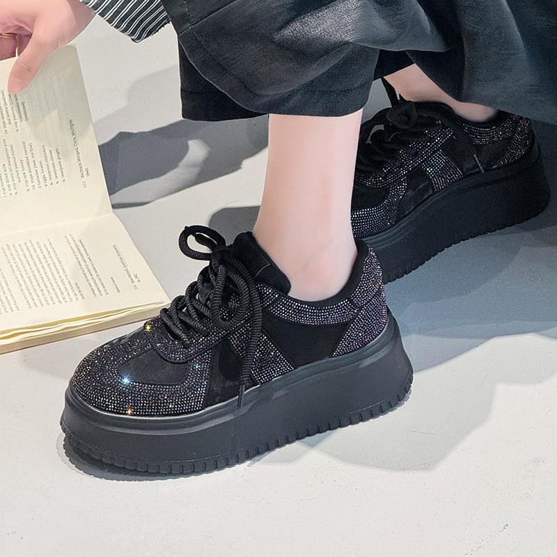 嘉俪多女鞋欧美休闲鞋金属绒钻系带厚底圆头深口潮2026春季新款,女鞋,时尚休闲鞋,淘宝优惠券,粉丝福利购,淘宝优惠卷