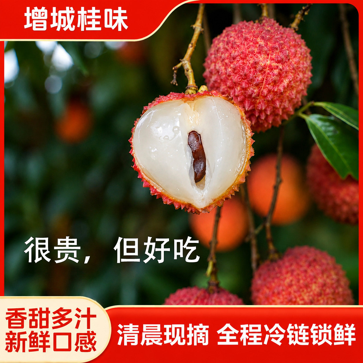增城桂味荔枝现摘清甜多汁