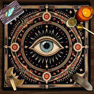 六星芒真神之眼塔罗桌布Tarot神秘学仪式布桌面布置背景装饰定制
