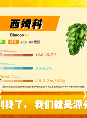 西姆科Simcoe 经典美国香花浓郁果香 IPA干投首选 24季新鲜啤酒花