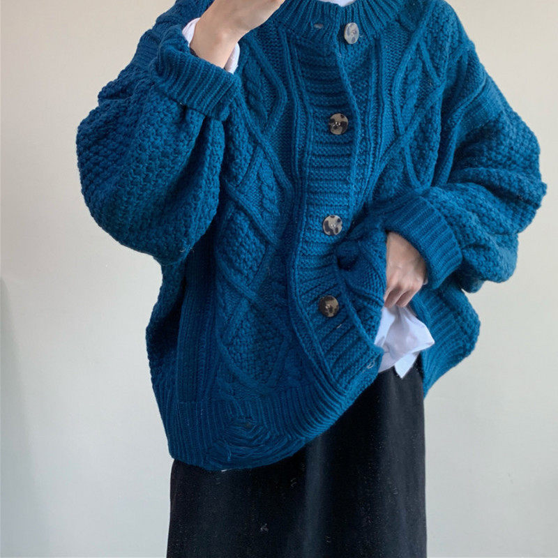 2019新款秋冬韩版慵懒风针织衫麻花毛衣外套宽松中长款开衫上衣女|msdalam kategori Butik wanita / wanita, sweater bulu - dari Buy2taobao.com untuk memberikan perkhidmatan ejen Taobao profesional membeli