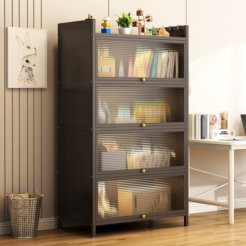 家用多层钢制书柜儿童书架落地书房带门防尘储物柜铁艺置物收纳柜,住宅家具,单个书柜,淘宝优惠券,粉丝福利购,淘宝优惠卷