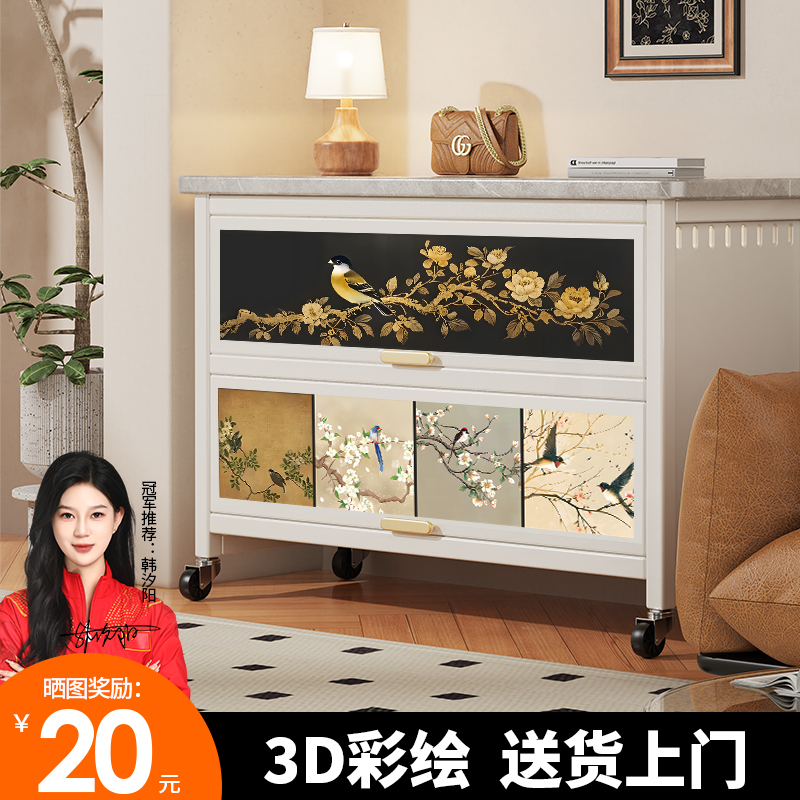 2025新款多功能鋼制廚房置物架落地多層巖板三層柜防塵一體收納柜