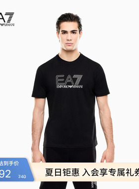 EMPORIO ARMANI/阿玛尼EA7/春夏新款男士纯棉圆领短袖印花运动T恤