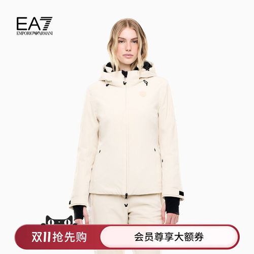 EA7/阿玛尼女士连帽可脱卸棉服