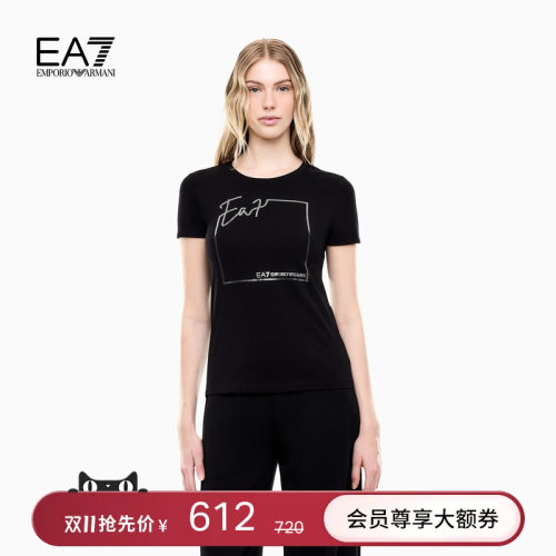 EA7/阿玛尼女士圆领短袖印花T恤