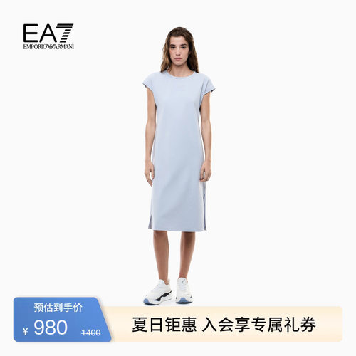 EA7/阿玛尼女士圆领短袖连衣裙