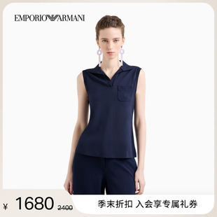 女士海鸥领无袖 EMPORIO 新款 ARMANI 针织上衣官方 阿玛尼夏季